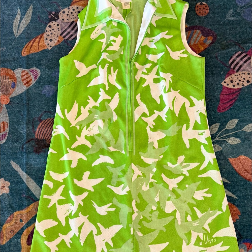 Hanifa Green and White Mini Dress